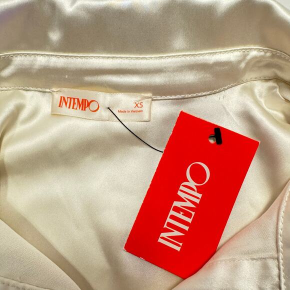 INTEMPO OFF WHITE SATIN SHIRTWAIST DRESS SIZE XS **NWT** - Picture 5 of 7